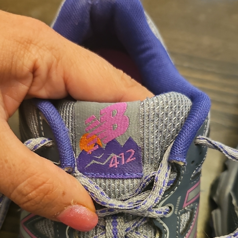 New Balance Gray and Purple Athletic Shoes with Cushioned Soles - Picture 3 of 4